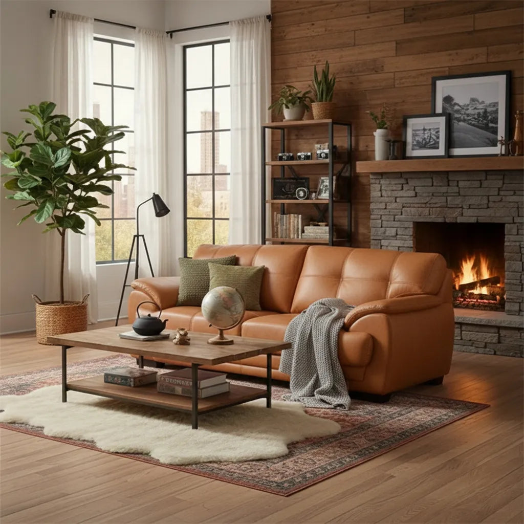 NEBRASKA 3 SEATER FULL LEATHER BUTTER SCOTCH